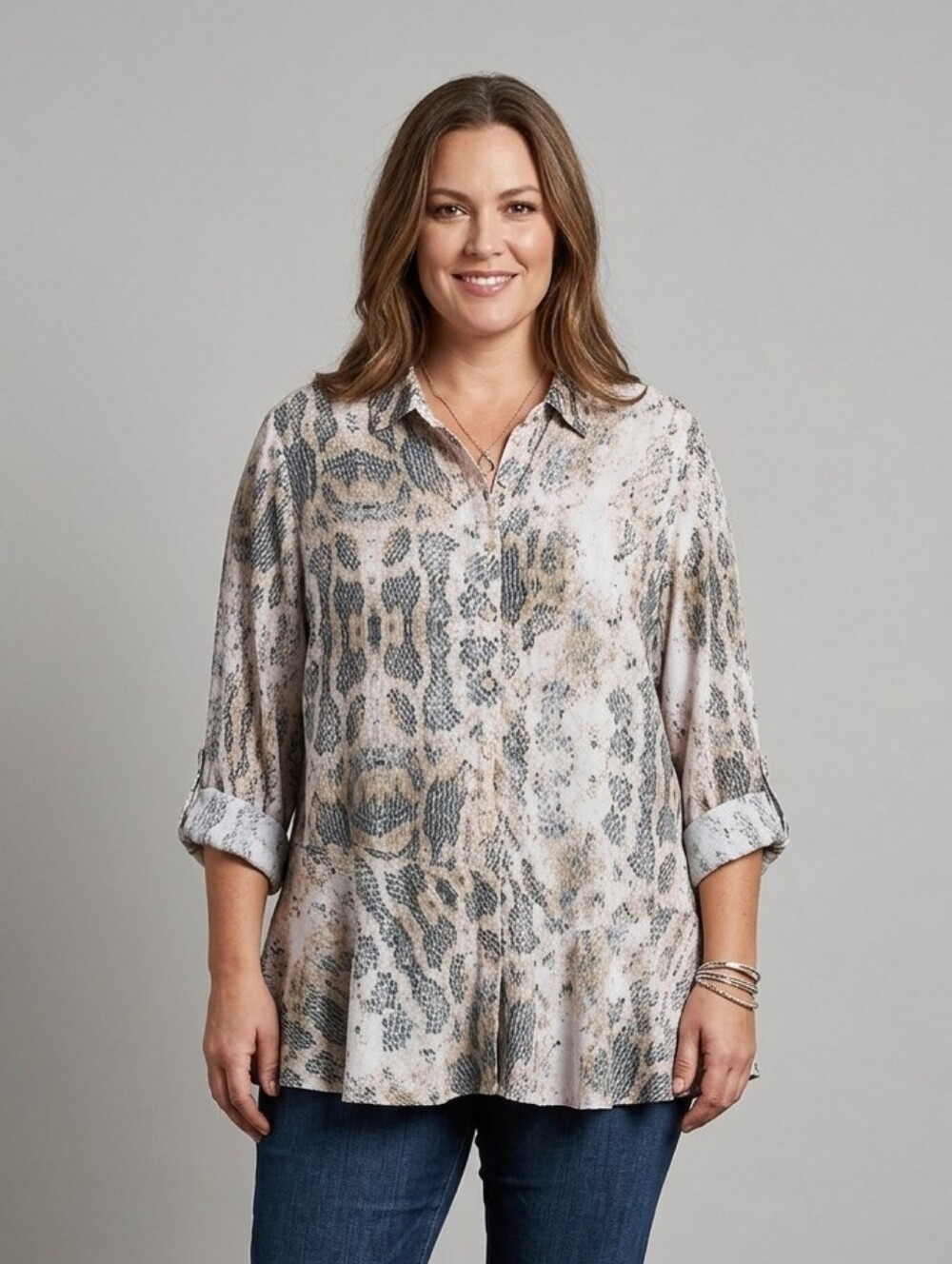 Como Vintage Bohemian Snake-Pattern Plus Size Blouse. Size 1X.     WS 94